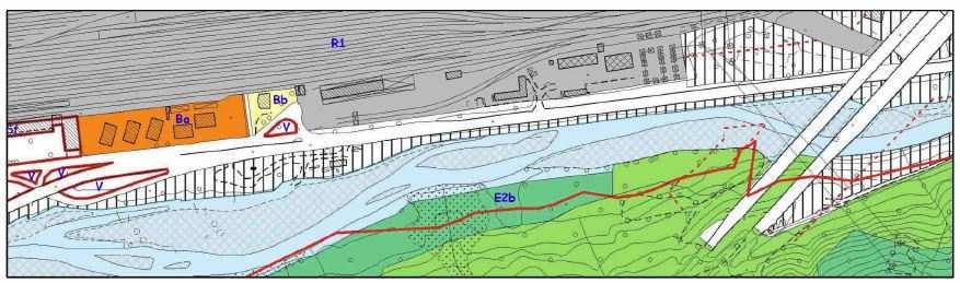 C. Inquadramento Urbanistico: Le aree da P.R.G.C. interessate (Figura n 6) sono: Viabilità; Zona V2 Aree di rispetto Idrogeologico; Zone Q Servizi ed attrezzature collettive Aree Verde Pubblico.