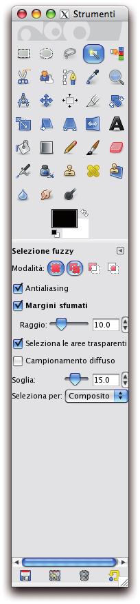 Si sceglie lo strumento Fuzzy che ci permette di selezionare l area che dobbiamo cancellare.