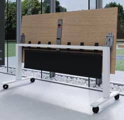 The series also includes functional and useful folding tables on castors,