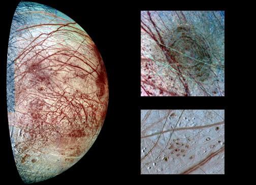 Europa Sulla superficie di Europa si vedono vulcani di acqua ed un network di canali.