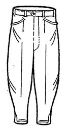 6.5) Pantalone Figura 41 Pantalone per servizio in moto Caratteristiche: di colore blu notte, eventualmente in tessuto elasticizzato, alla moschettiera con 1+1 pieghe, aderenti dal ginocchio alla