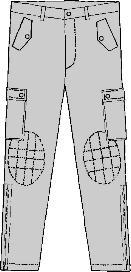 6.5) Pantaloni antistrappo Figura 26 Pantaloni antistrappo Caratteristiche: tessuto antistrappo gabardine misto cotone di colore grigio. Cintura in vita con 6 passanti.
