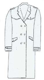 2.10) Cappotto Figura 14 Cappotto per personale maschile Figura 15 Cappotto per personale femminile Caratteristiche: cappotto a doppio petto di colore blu notte con doppia fila di 3 bottoni, bavero