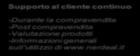 Attività di supporto clienti -Supporto per la sicurezza -Supporto nelle valutazioni di un prodotto -Supporto durante le compravendite fra utenti Vendita pacchetti clienti -Profilati -E-mail Value