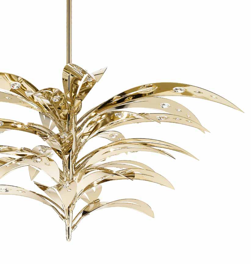 lampadario chandelier 470/18 MADE WITH SWAROVSKI ELEMENTS crystal palm Continua la ricerca delle forme esotiche e da qui nasce l idea della collezione Crystal Palm.