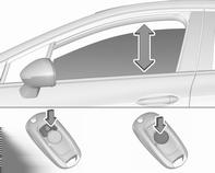 Azionamento dei finestrini dall'esterno del veicolo I finestrini possono essere azionati a distanza dall'esterno del veicolo. Per aprire i finestrini tenere premuto c.