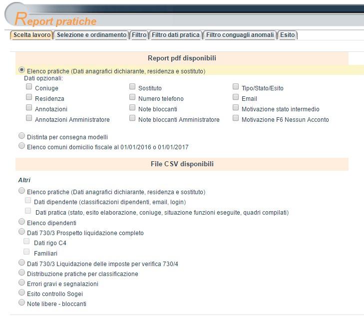 FileCSV 12 L'elenco pratiche consente di avere un archivio contenente tutte le informazioni utili riguardanti la dichiarazione, compresi i dati di liquidazione particolarmente utili per eseguire