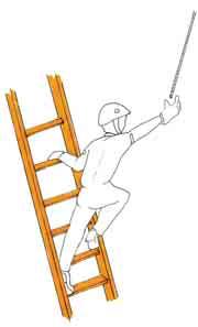 Il lavoratore, quando si posiziona sulla scala, deve avere sempre una presa sicura a cui sostenersi. Non sporgersi lateralmente.