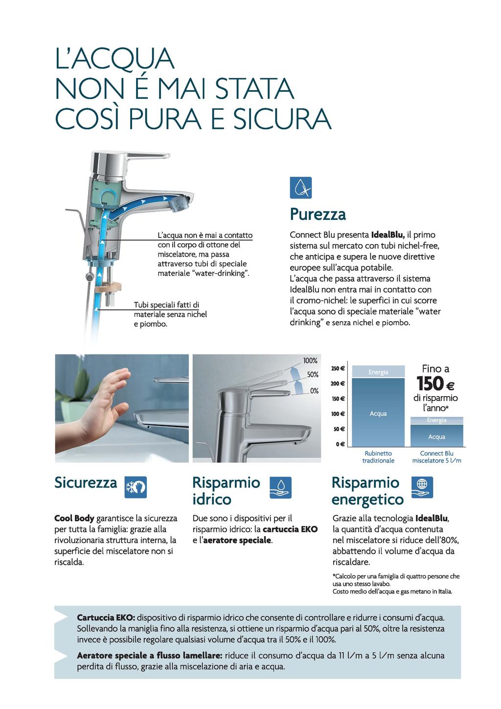 LACQUA, NON E MAI STATA " COSI PURA E SICURA Purezza Connect Blu presenta IdealBlu, il primo sistema sul mercato con tubi nichel-free, che anticipa e supera le nuove direttive europee sull'acqua