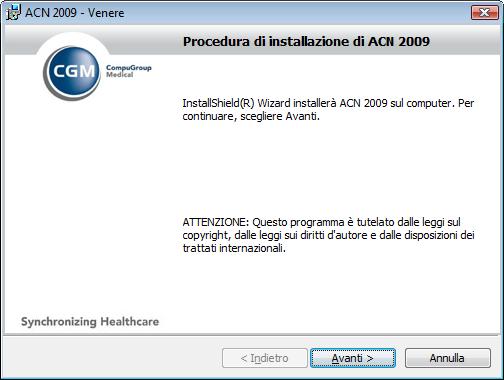 1.3 Installazione ACN2009 su postazione medico Chiudere completamente Venere da tutte le postazioni se aperto Aprire la connessione internet Fare clic sul link per prelevare il file di installazione: