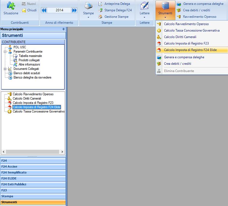 Novità funzionali Calcolo Imposta di registro F24 ELIDE In vista della dismissione del modello F23 per il pagamento delle imposte di locazioni (in data 1/1/2015) viene rilasciata la funzione Calcolo