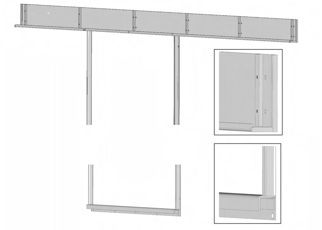 Holes for the upper crossbar and the frame fitting Fori per il fissaggio della traversa superiore del