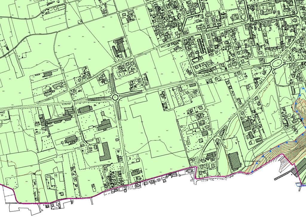 Fig. n. 4.3 Stralcio della carta della pericolosità sismica locale allegata allo studio geologico del territorio comunale. In colore verde viene indicata la classe di pericolosità sismica Z4a.