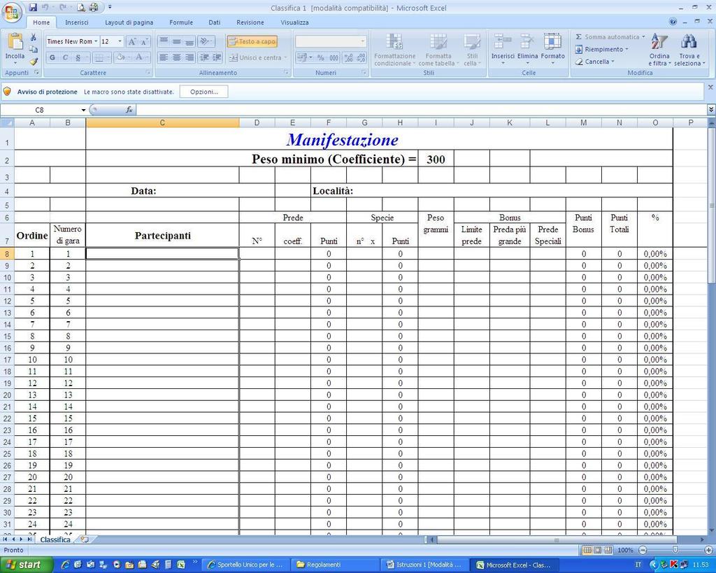 Selezionare la voce Attiva macro per proseguire.