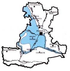 Il bacino del Bacchiglione Il bacino del Bacchiglione interessa una vasta zona del territorio provinciale che comprende buona parte dei territori in Destra Brenta nell'alta padovana, la maggior parte