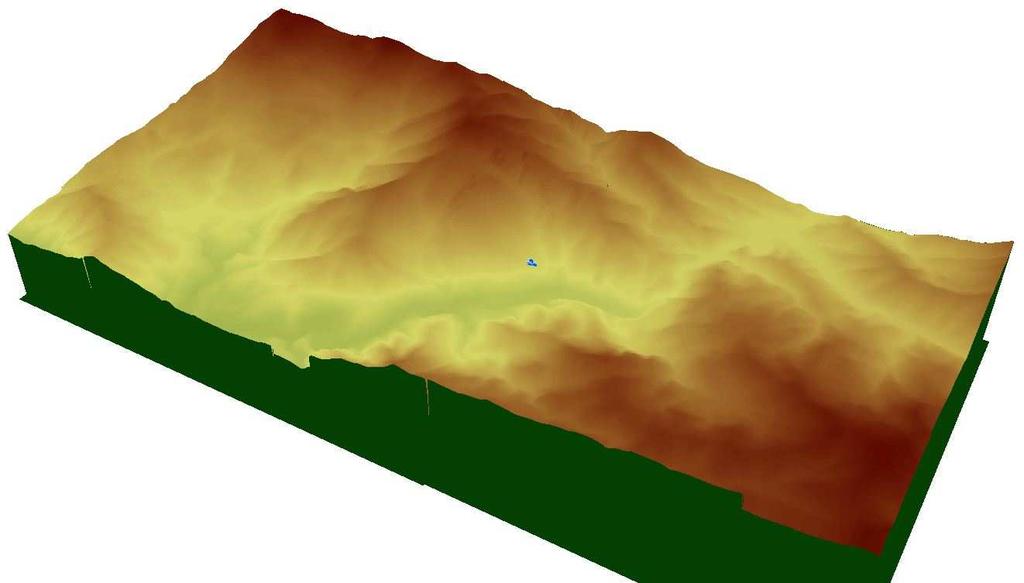 Fig.229- DTM dell orografia del pendio che sovrasta l abitato di Costafigara: si noti l estensione del coronamento a monte con dislocazione del settore di DGPV Da un esame delle colonne