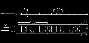 STW0305050 7.2W - 30 LEDs / m Capitolo Chapter 02 flessibile a tensione costante 2Vdc; IP65. 7,2W - 30 LED / metro; bobina da etri. Divisibile per multipli di 3 LED (00 mm).