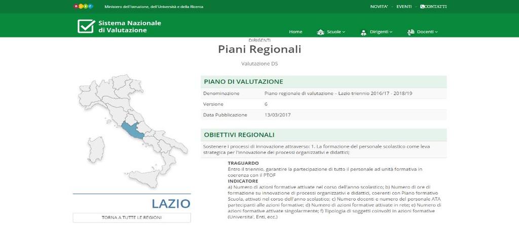 Il Piano Regionale di Valutazione Il Direttore dell Ufficio Scolastico Regionale valuta i risultati conseguiti dai