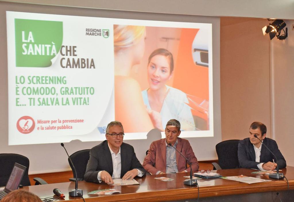 Screening oncologico gratuito AL VIA CAMPAGNA INFORMATIVA DELLA REGIONE MARCHE Il presidente della Regione Marche, Luca Ceriscioli, ha illustrato la campagna informativa del Servizio Sanità della