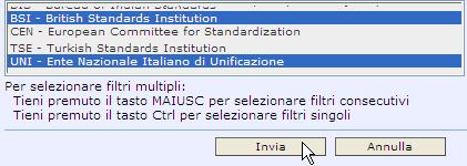 Ricerca Avanzata È possibile effettuare una ricerca avanzata utilizzando i Filtri Avanzati, in basso a sinistra della pagina sopra mostrata.