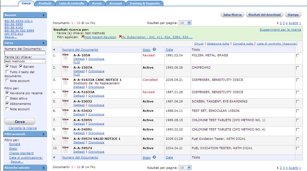 Liste di Controllo Aggiungere Documenti alla Lista È possibile aggiungere documenti alla Lista di Controllo direttamente dalla Lista dei Risultati.