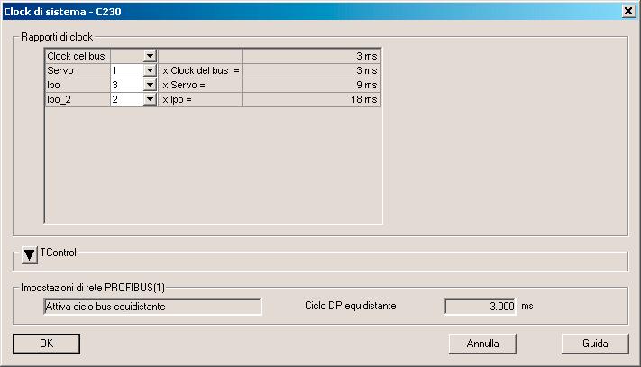 Domande frequenti 7.9 SIMOVERT MASTERDRIVES MC su SIMOTION 7.9.3.6 Impostazione dei clock di sistema in 1.