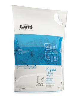 Lettiere in gel di silice / Silica gel cat litters Crystal Light Superleggera e antiodore Ultralight and odour free ODOUR FREE ABSORBENT 5 L plastic bag Pcs/bundle 6 Pcs/pallet 144 Palletization