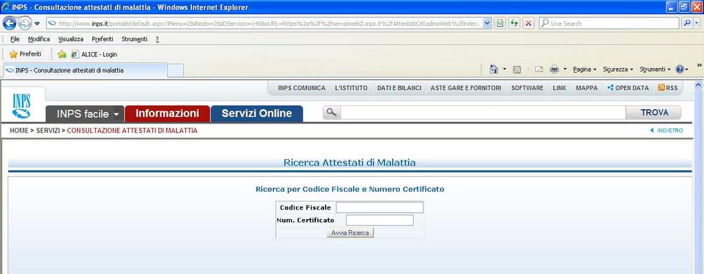 E comunque facoltà del dipendente registrarsi al sito dell INPS ed accedere all opzione CONSULTAZIONE CERTIFICATI DI MALATTIA PER IL CITTADINO.