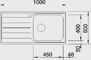 LV.003622-FL Dimensioni intaglio per incasso sopratop: 1136x476 mm - R 15 Profondità vasche: 200 mm Fornitura: vasche con piletta da 3½, tappo a cestello e sifone 550 550 302 302 445 445