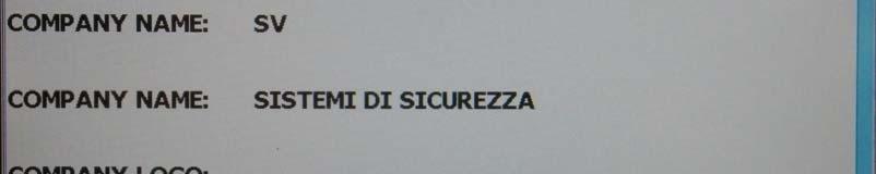 della configurazione: il nome della azienda installatrice, il nome del cliente finale con il logo aziendale (se presente), come mostrato in