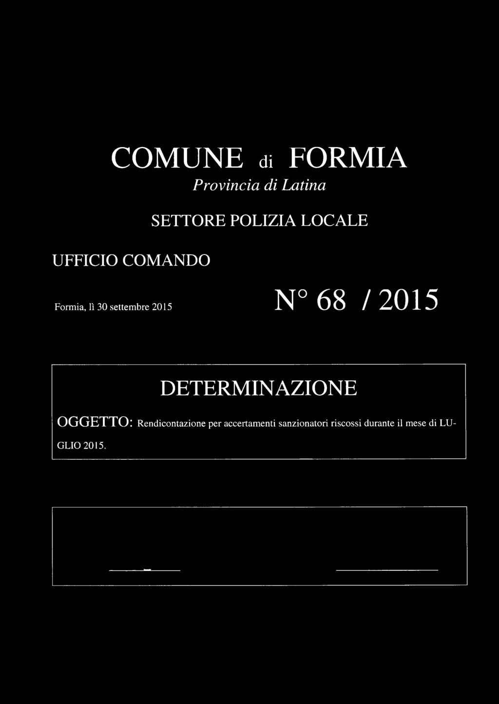 / 2015 DETERMINAZIONE OGGETTO: Rendicontazione per