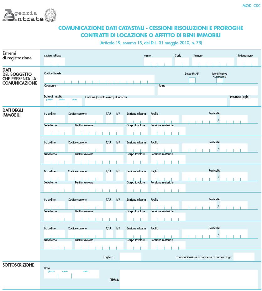 Redazione Fiscale Info Fisco 113/2010 Pag. 6 / 7 Ufficio presso il quale è stato inizialmente registrato l atto 1: locatore 2: conduttore 3: cedente 4: cessionario Come per il quadro D del mod.