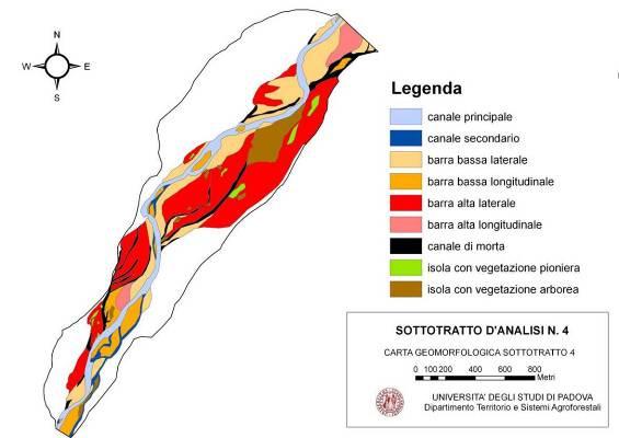 porzione di alveo a valle dell opera, la stabilizzazione di barre alte laterali e lo sviluppo su di esse di popolamenti vegetali non influenzati dalle dinamiche fluviali. Figura 4.