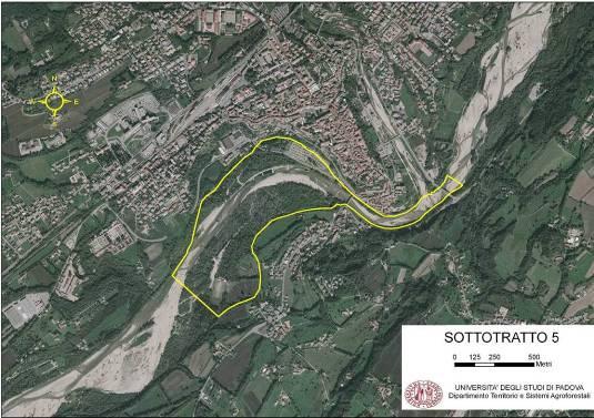 4.1.5 Sottotratto 5 (Belluno) Il quinto sottotratto d analisi, denominato Sottotratto 5 (Belluno) ha inizio in prossimità dell abitato di Belluno, a monte del Ponte Sarajevo, e termina all altezza