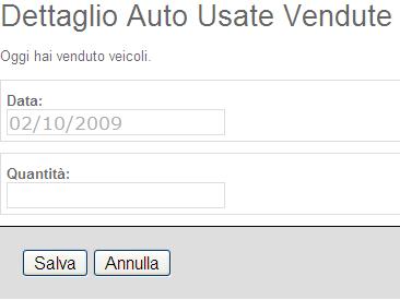 1 Inserire il N di vetture usate vendute nella giornata Una volta inseriti i dati