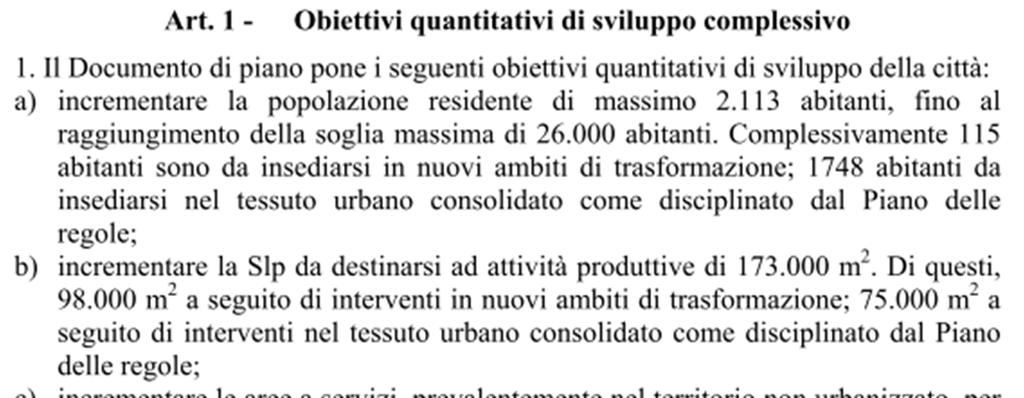 OBIETTIVI QUANTITATIVI DI