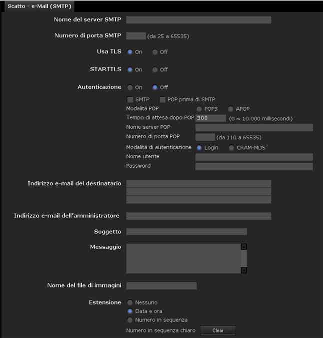 Impostazione del funzionamento dal visualizzatore Menu Scatto Fare clic su Scatto nel menu Amministratore per visualizzare il menu Scatto.