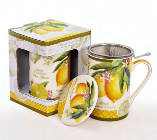 is i mug da 250 ml con coperchio/sottobicchiere in porcellana e filtro in metallo 4007 TISANIERA