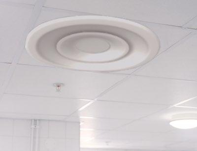 Dimensioni collegamenti Ø125-400 mm LOCKZONE C Diffusore a soffitto quadrato per l aria di mandata e di ripresa. 20 220 l/s, 65 790 m³/h Perforazioni palette di guida in schemi di rotazione.