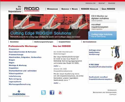 RIDGE TOOL COMPANY Assistenza completa 24/7 Ricercare l'offerta completa di Utensili e Assistenza RIDGID I nostri siti Web