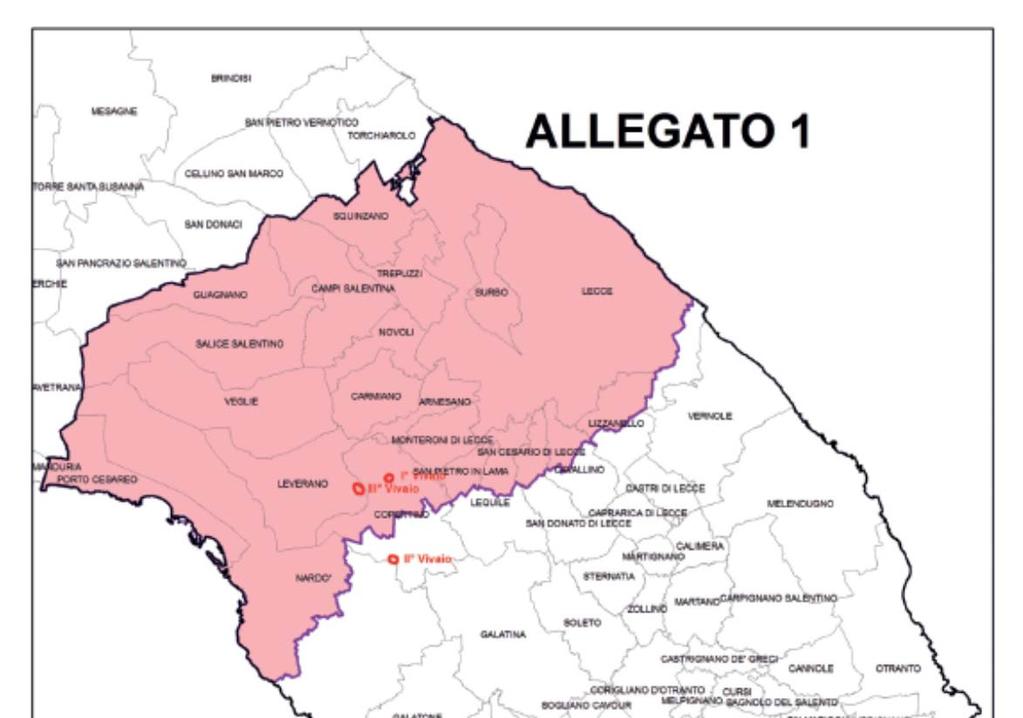 Figura 2: Mappa riportante la "zona di contenimento