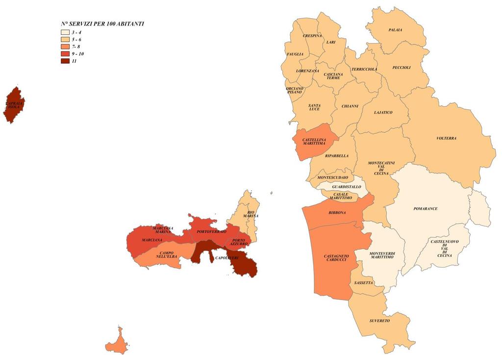 rappresentativo dell'area GAL essendo, infatti, una valore associabile solo a quattro comuni (Guardistallo, Pomarance, Castelnuovo Val di Cecina e Monteverdi Marittimo) tendenzialmente caratterizzati