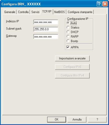 4 Inserire Indirizzo IP, Subnet mask e Gateway, quindi fare clic su OK.