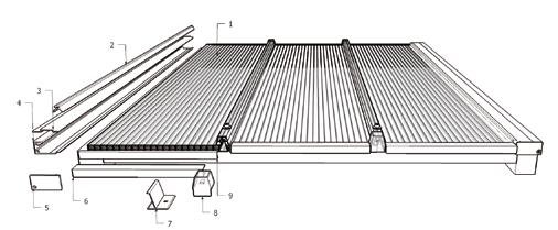 montaggio e componenti 1 PC 2253-2 2 guarnizione 902901 3 profilo 500664 4 tappo 395001 5 zanca 494003