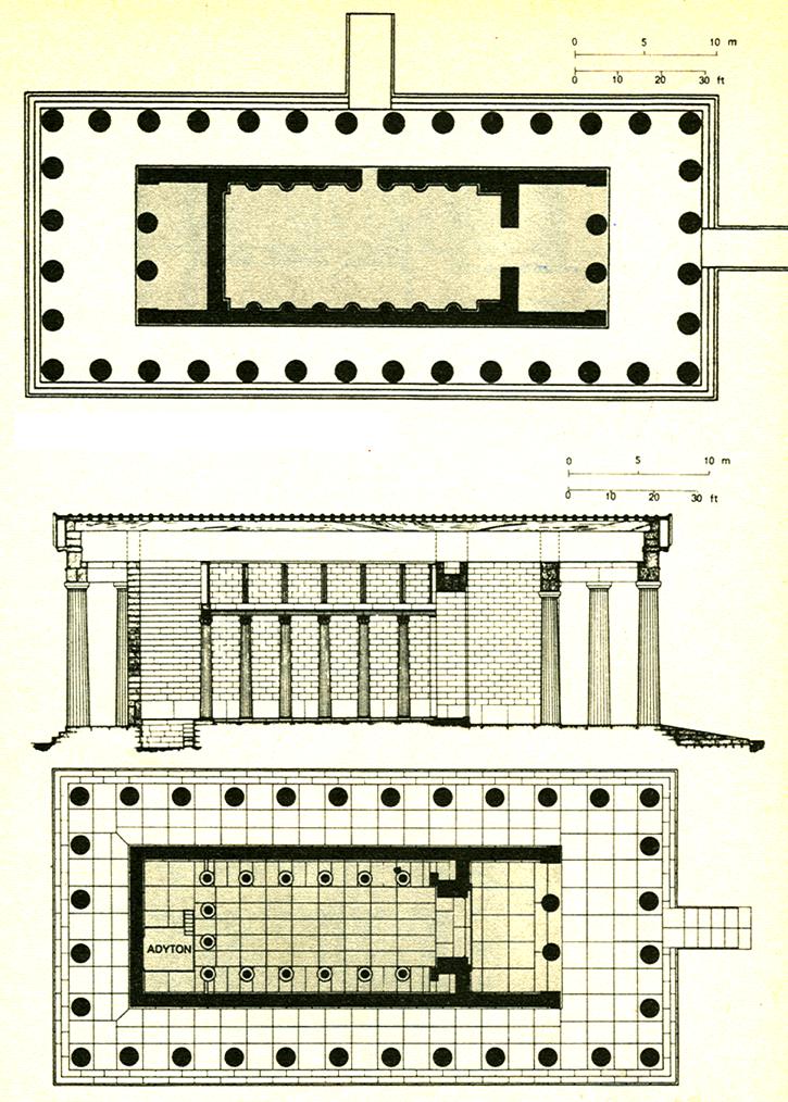 La compresenza degli ordini architettonici: Il tempio di Atena Alea a Tegea, Ricostruzione di Skopas del IV sec. a.c.