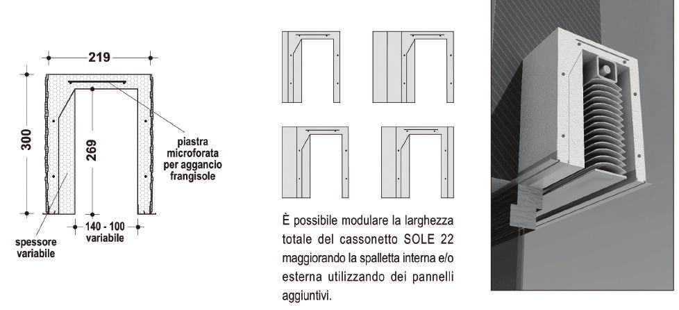 Linea Sole Il cassonetto Sole è strutturato per alloggiare qualsiasi sistema frangisole in commercio.