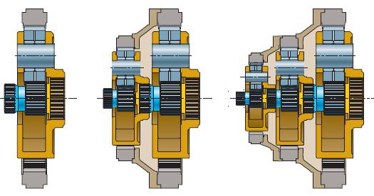 La realizzazione di diversi rapporti per uno stadio di riduzione si esegue normalmente mantenendo la corona dentata e cambiando la ruota solare ed i planetari.