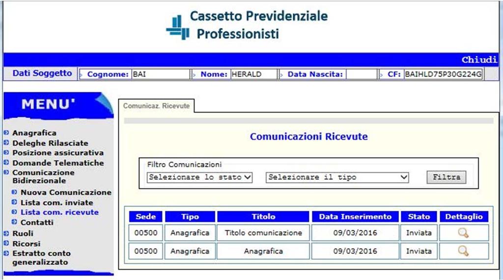 La funzionalità "Contatti" consente di inserire e modificare i