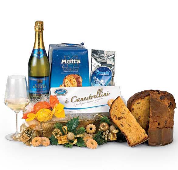 cod. 7 1 panettone classico Motta gr. 500, 1 bott. spumante Gran Dessert Santero, 1 conf. canestrellini Preti, 1 conf.