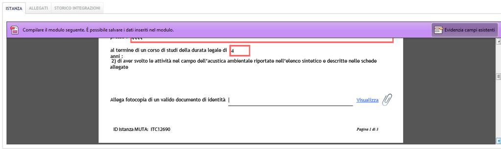 Finalizzazione istanza.